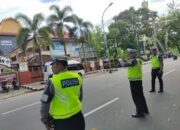 Satgas Kamseltibcarlantas Polda NTB Jaga Kelancaran Arus Lalu Lintas di Depan Kantor KPU dan Bawaslu