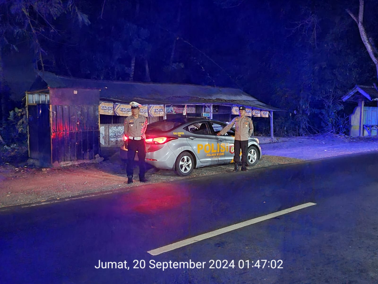 Patroli Blue Light Polsek Kediri Jaga Keamanan Perbatasan Lombok Barat-Lombok Tengah