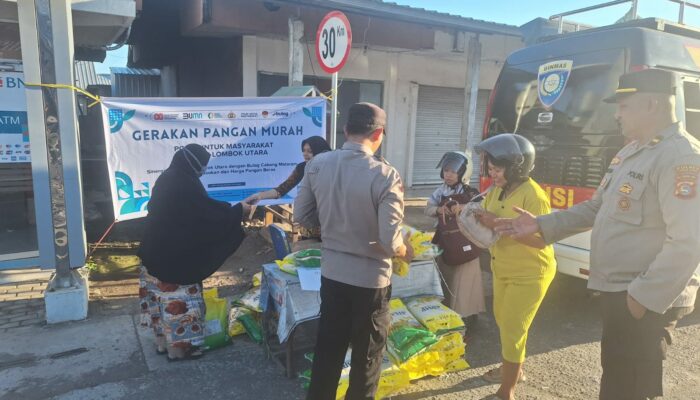Jaga Stabilitas Harga, Polres Lombok Utara Gelar Gerakan Pangan Murah di Pasar Gondang