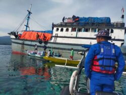 Respon Cepat Kondisi Darurat, Dirpolairud Polda NTB Terjunkan Kapal Polisi XXI-2012 Amankan Kapal Kandas di Gili Lawang